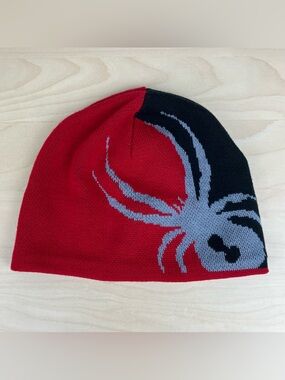 Spyder Winter Ski Beanie Hat Skull Cap Spider Logo Black Red Gray OS